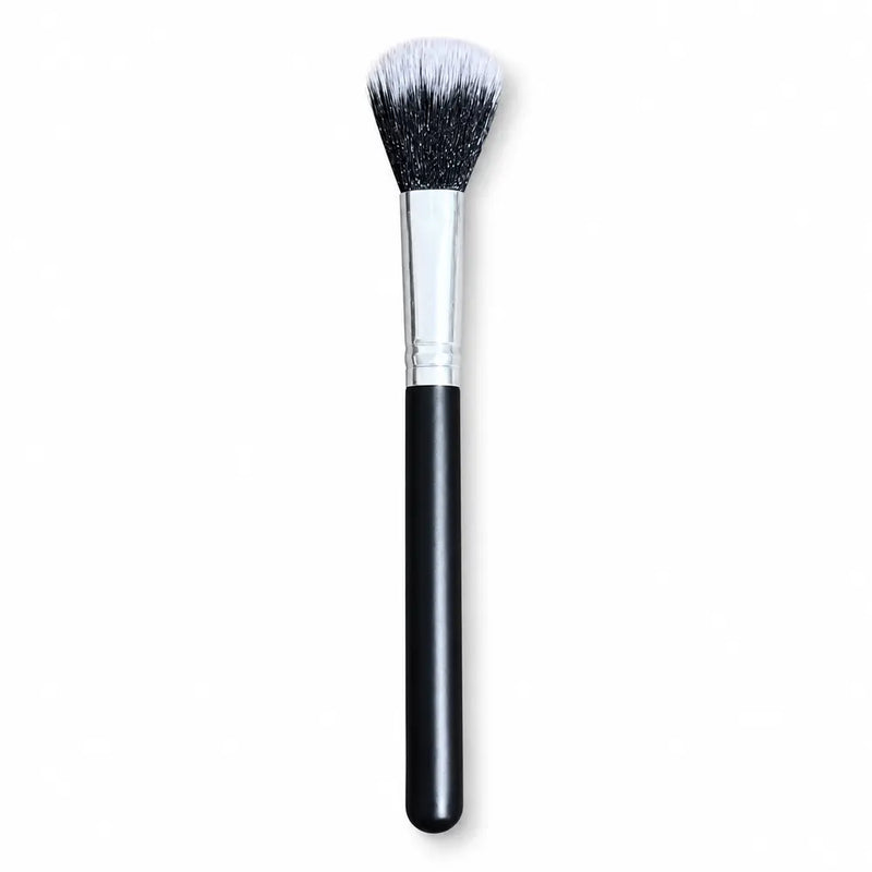 Flat Tapered Blending Brush - Black Handle Silver Ferrule - 077