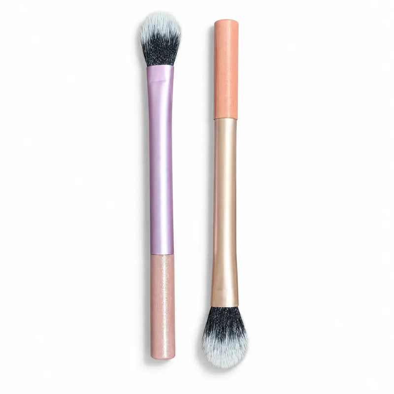 Dual-Ended Brush - Purple/Rose-Gold Handles - 079