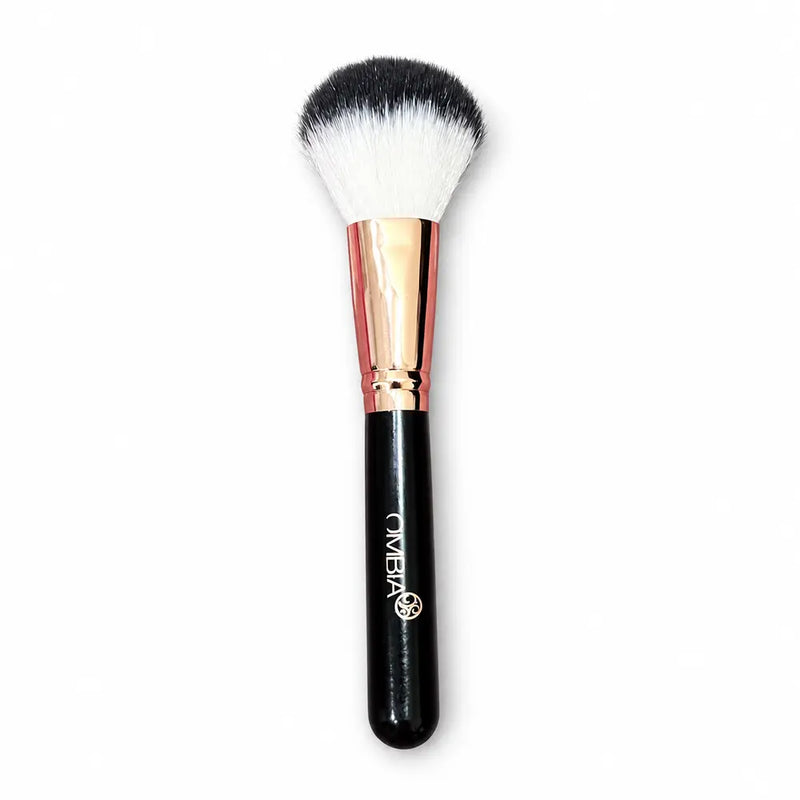 OMBIA Round Powder Brush - Black Handle Rose Gold Ferrule (Style 1) - 095