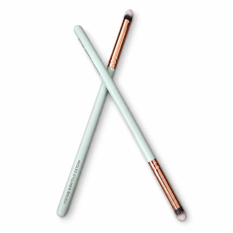 Angled Eyeliner Brush - Dual-Ended, Mint & Rose Gold Handle - 097