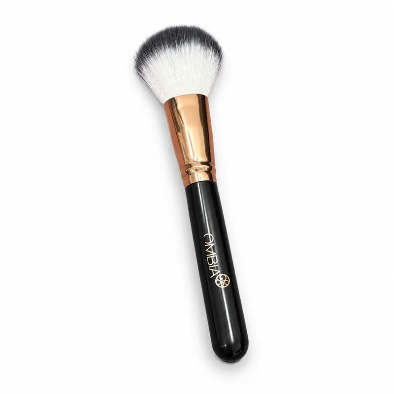 OMBIA Round Powder Brush - Black Handle Rose Gold Ferrule (Style 2) - 098