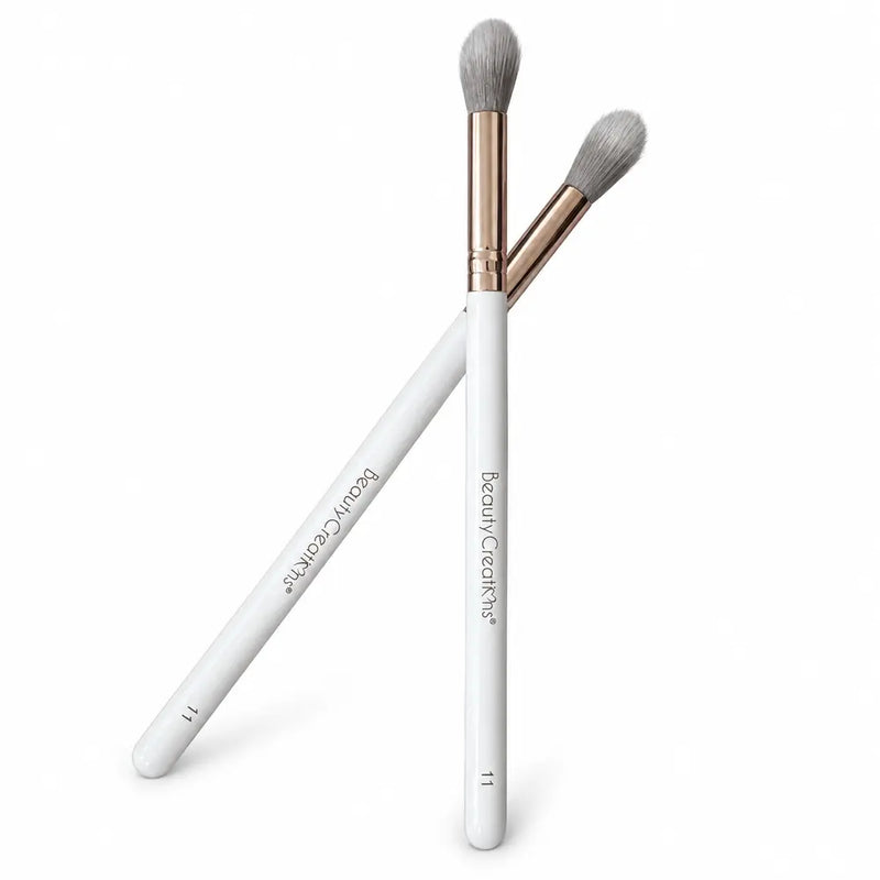 Beauty Creations 11 Tapered Blending Brush - White Handle Rose Gold Ferrule - 099