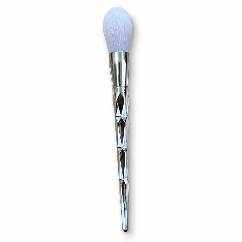 Round Powder Brush - Chrome Faceted Handle (Style 1) - 121
