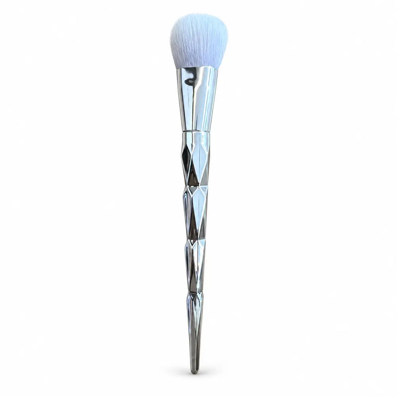 Round Powder Brush - Chrome Faceted Handle (Style 2) - 122