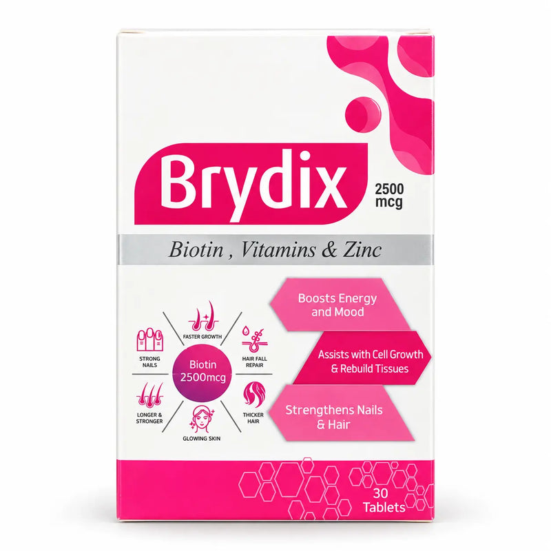 Brydix Biotin 2500mcg, Vitamins & Zinc Tablets 30s