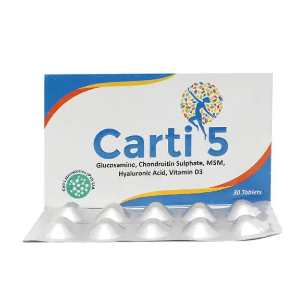 Carti 5 Tablet – Glucosamine, Chondroitin, MSM, Hyaluronic Acid & Vitamin D3