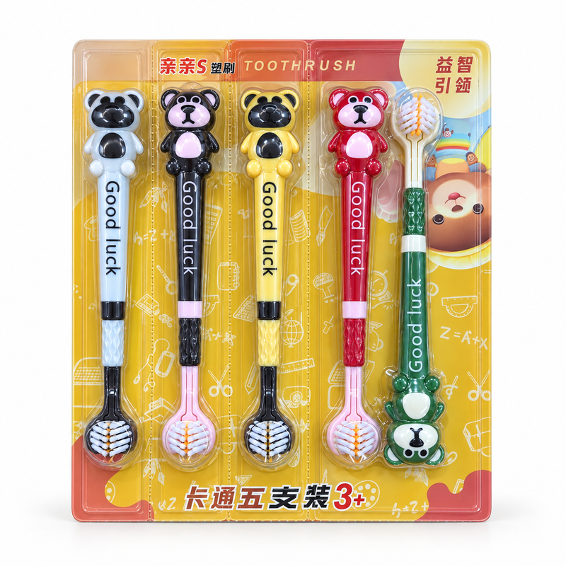 Good Luck Bear & Frog Toothbrush Set (Pack of 2) - Red & Green