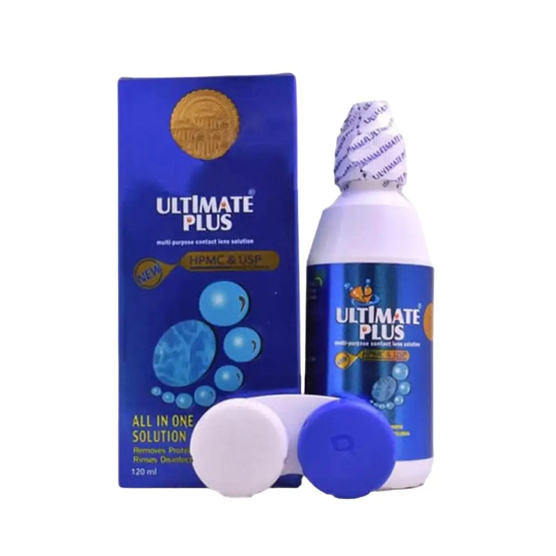 Ultimate Plus Solution 120 ml – Multi-Purpose Contact Lens Care: Clean, Disinfect & Hydrate Soft & Silicone Hydrogel Lenses