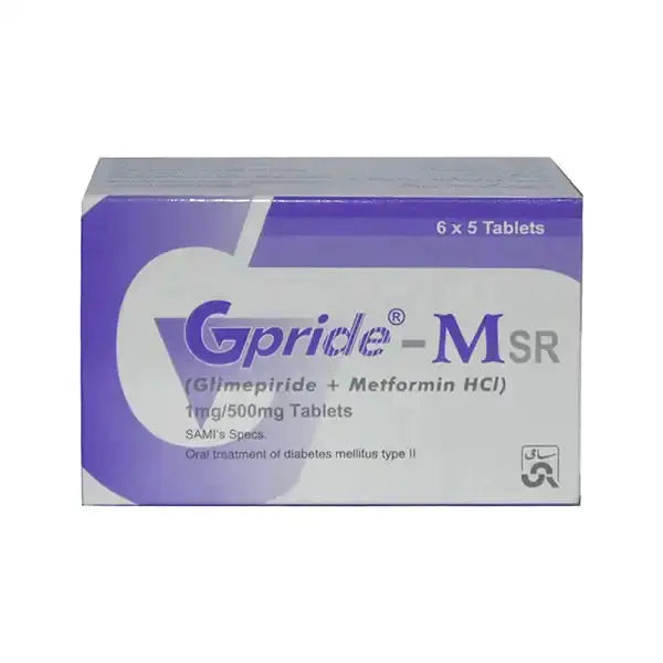 Gpride M-SR 1/500mg Tablets – Glimepiride & Metformin for Diabetes
