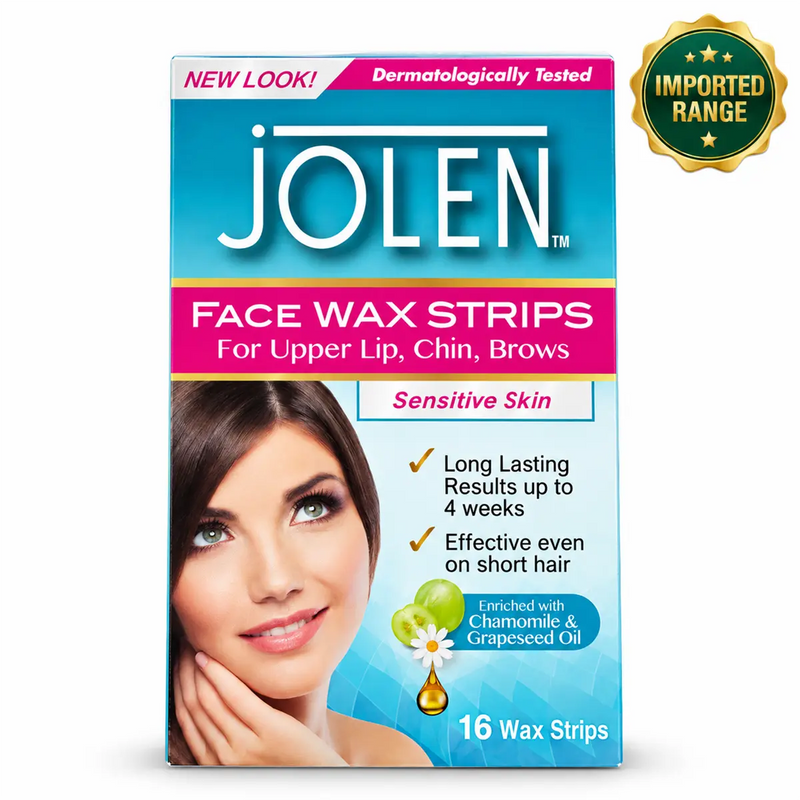 Jolen Face Wax Strips 16 Strips for Sensitive Skin