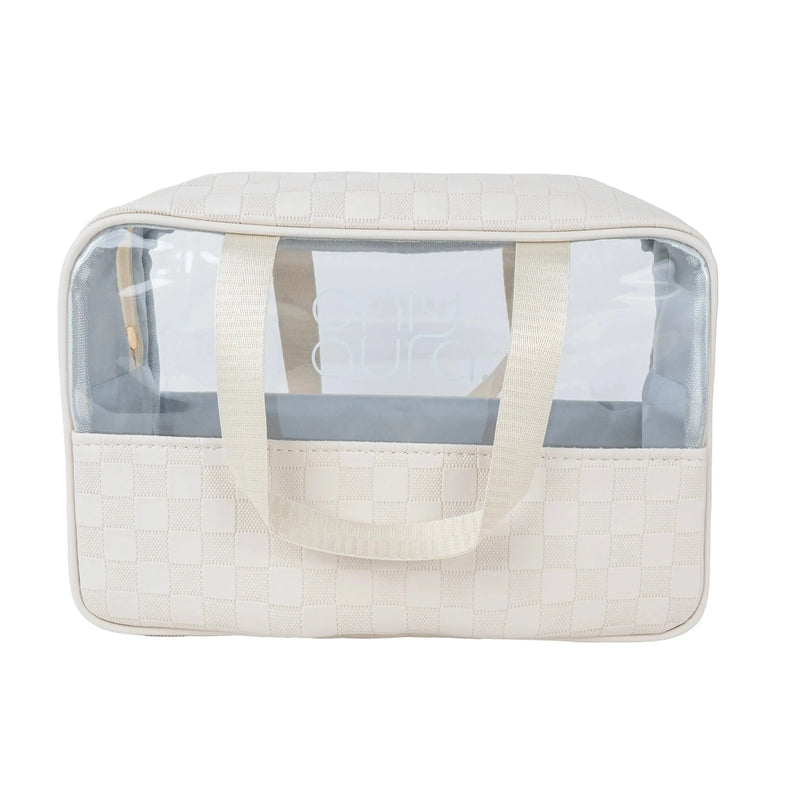 ONLYAURA COSMETIC BAG 5003-323# BEIGE PU+PVC MATERIAL