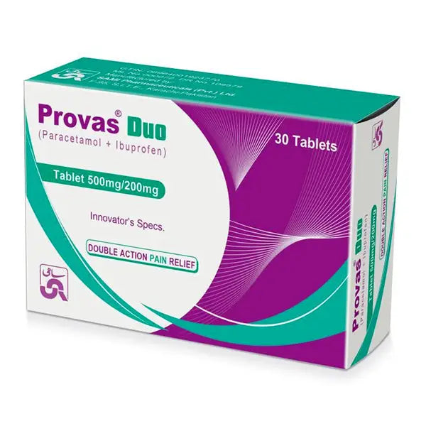 Provas S Duo Tablet – Paracetamol & Ibuprofen for Pain and Fever Relief