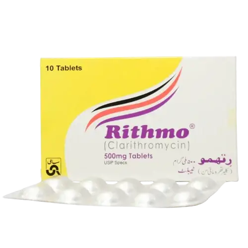 Rithmo 500mg Tablet – Clarithromycin for Severe Bacterial Infections