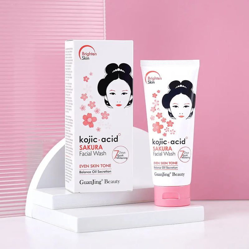 GUANJING Sakura Facial Wash - Kojic Acid & Vitamin E Brightening Cleanser - 100g