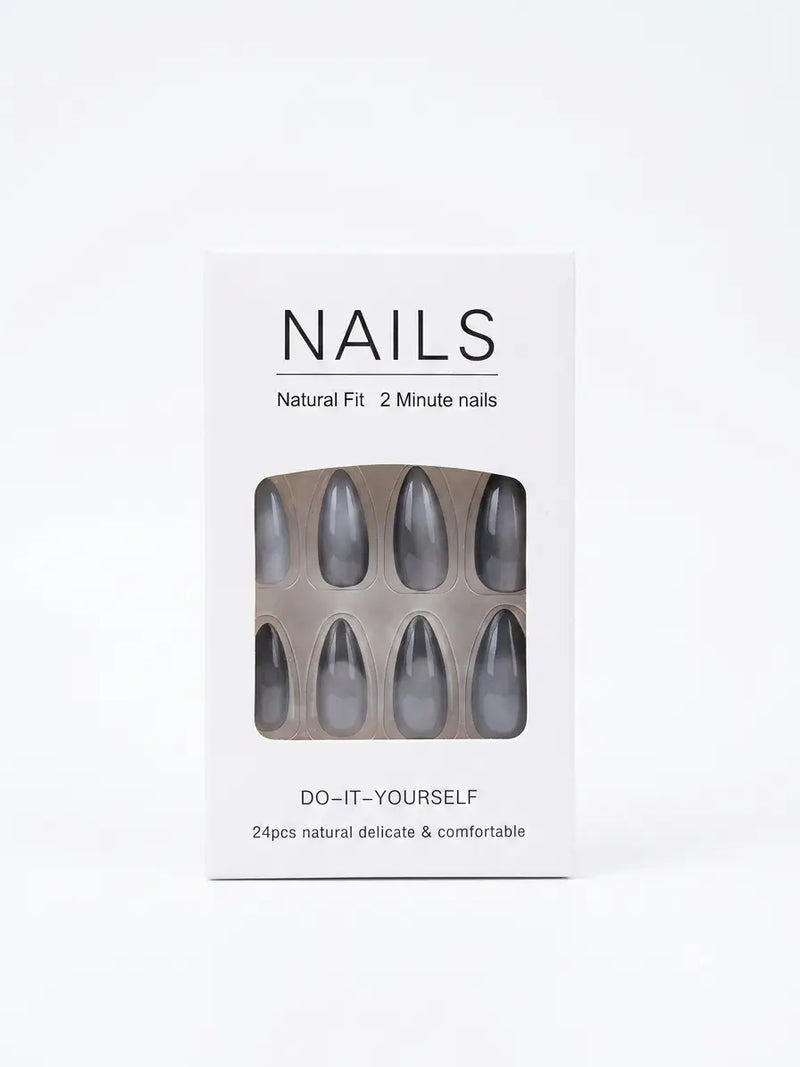 Chic Cat-Eye Gray Press-On Nails | Almond Shape