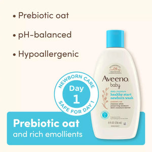 Derma.pk Aveeno Baby daily moisture healthy start newborn wash probiotic oat 236ml – back of packaging