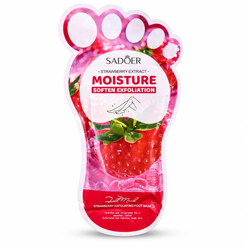 Sadoer Strawberry Extract Moisture Soften Exfoliation Foot Mask