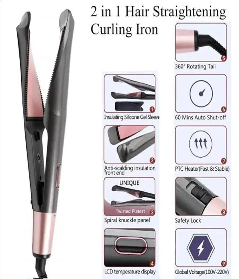 Unique Twisted Plate 2-in-1 Hair Curler