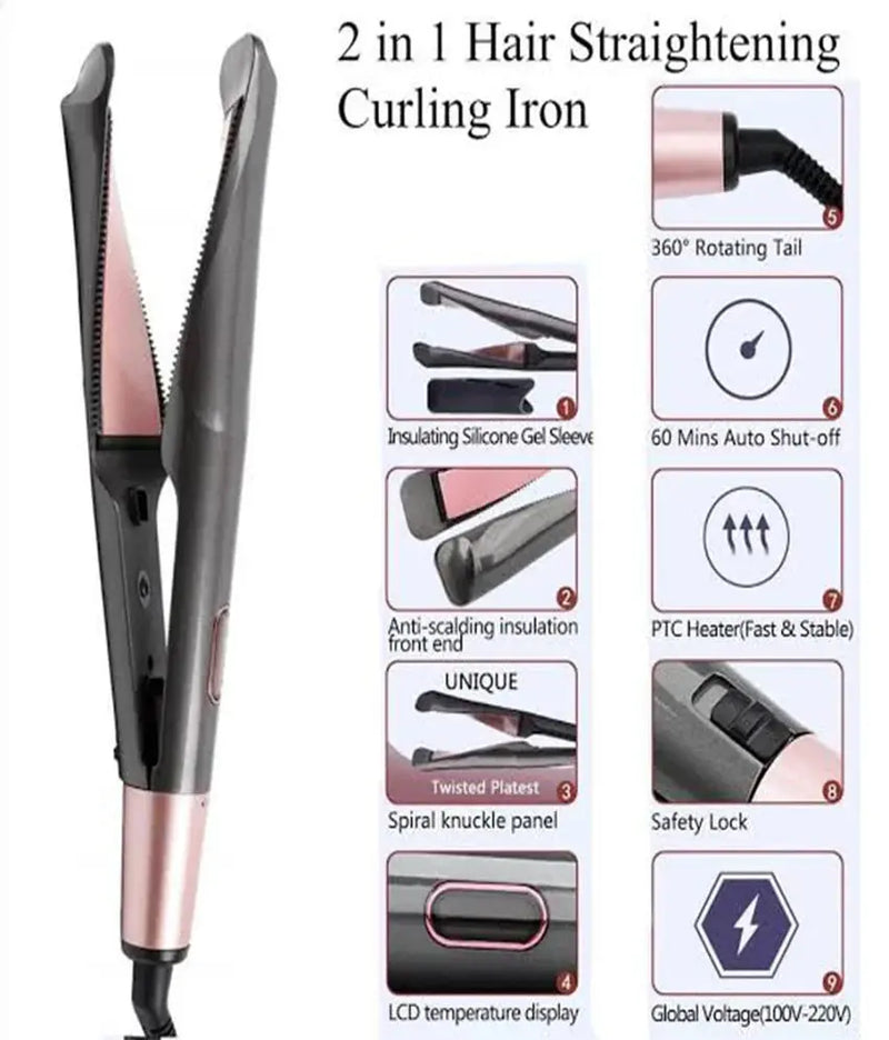 Unique Twisted Plate 2-in-1 Hair Curler