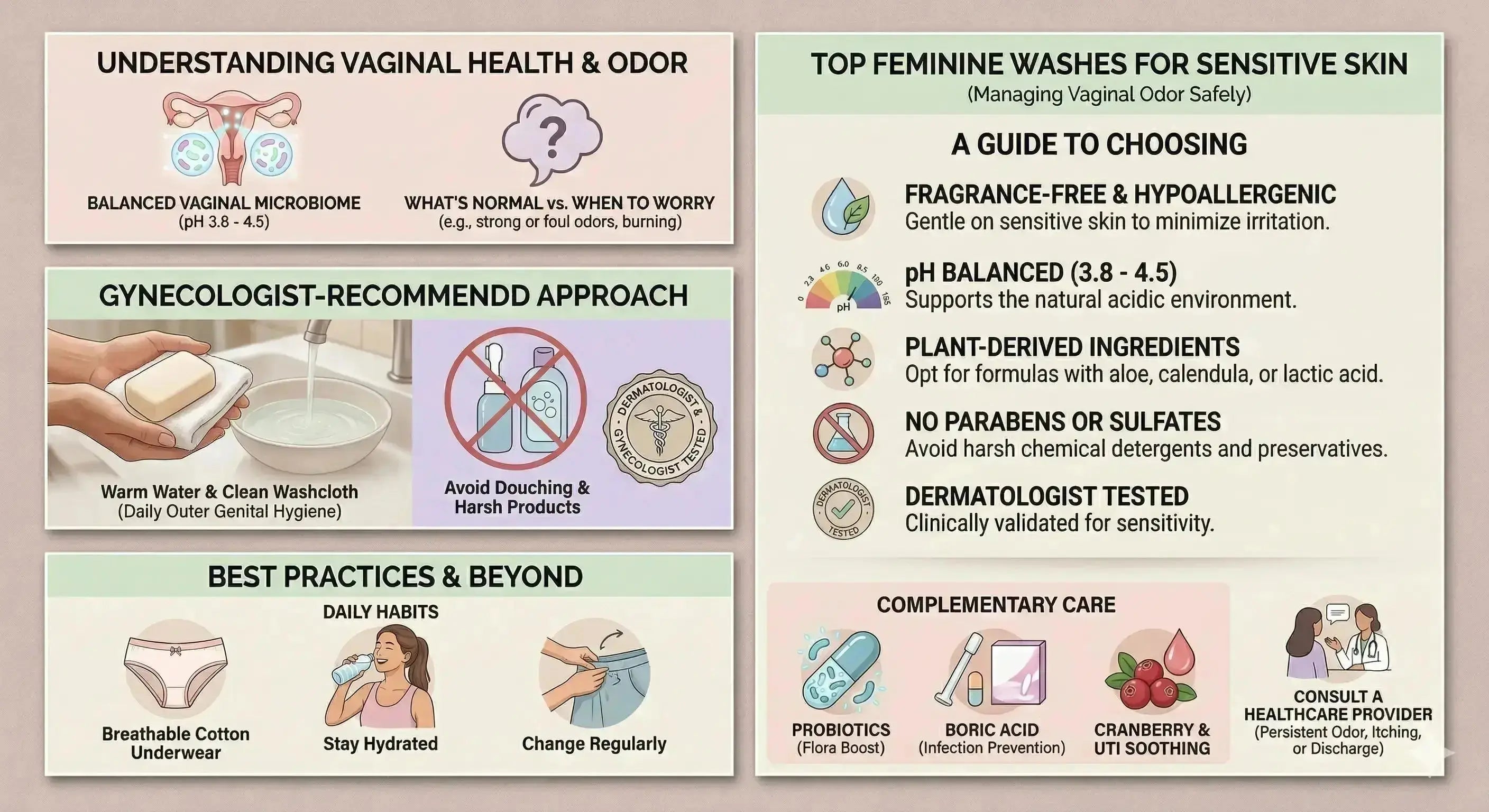 Best feminine washes for sensitive skin vaginal health guide infographic Pakistan