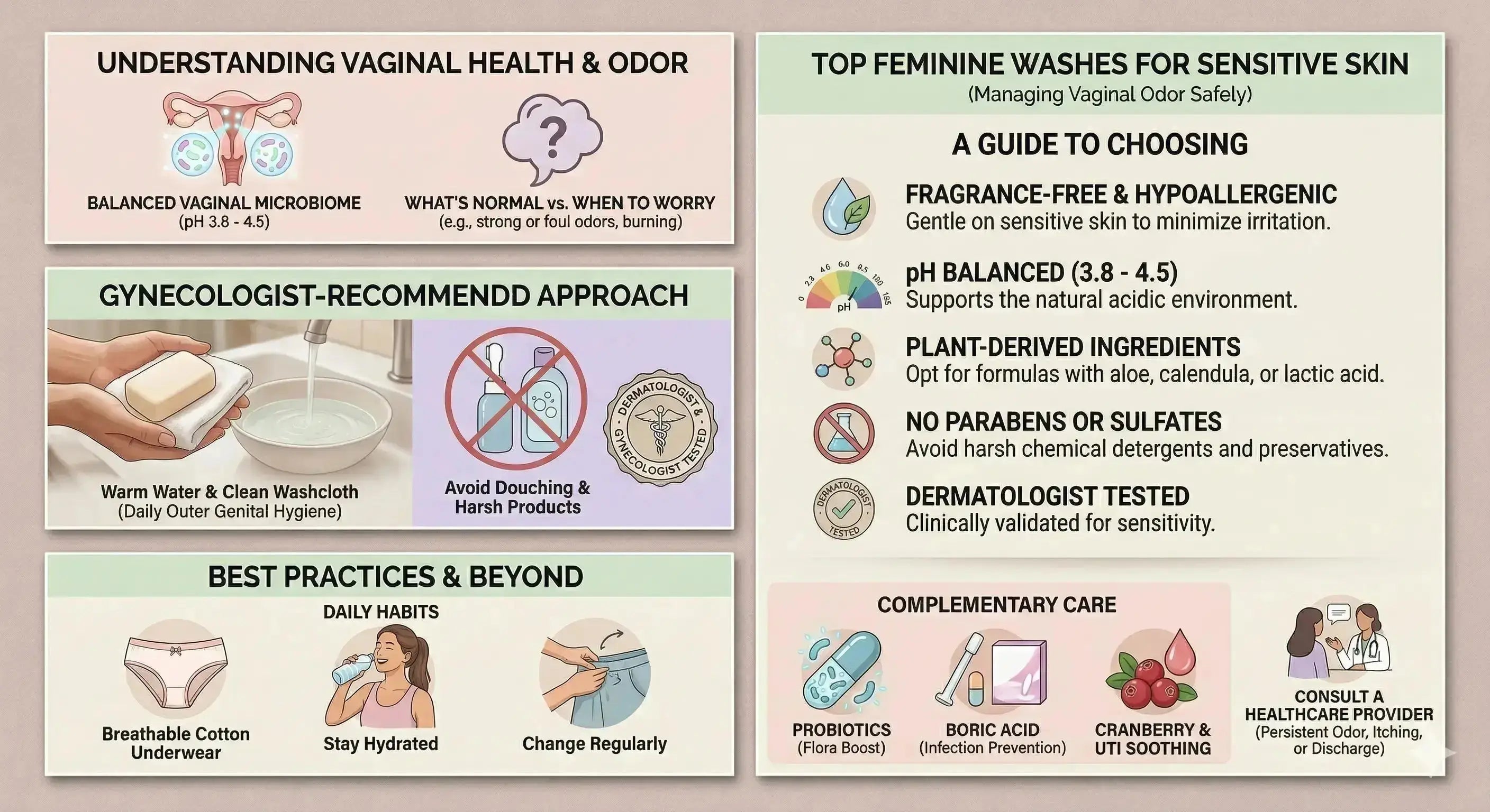 Best feminine washes for sensitive skin vaginal health guide infographic Pakistan