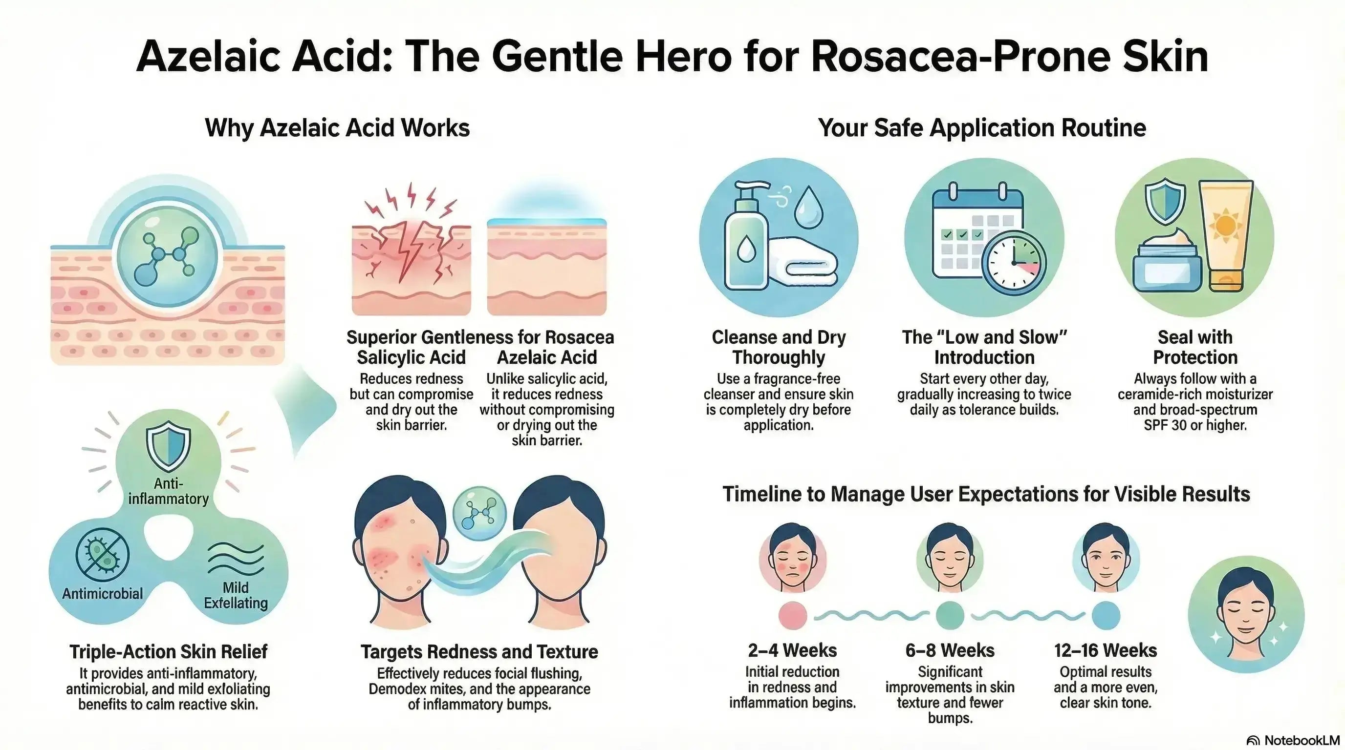 Azelaic acid skincare guide for rosacea redness reduction and skin texture improvement