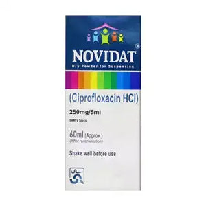 Novidat 60ml Suspension 250mg/5ml – Ciprofloxacin for Bacterial Infections