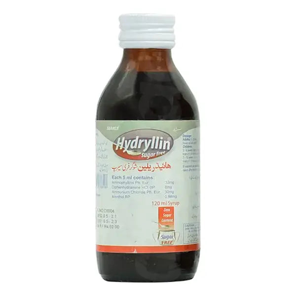 Hydryllin Sugar-Free 120ml Syrup – Cough, Allergy & Throat Relief for Diabetic Patients