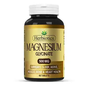 Herbiotics Magnesium Glycinate Tablets 500mg – Supports Muscle, Nerve, and Bone Health