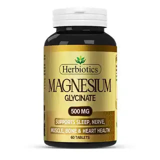 Herbiotics Magnesium Glycinate Tablets 500mg – Supports Muscle, Nerve, and Bone Health