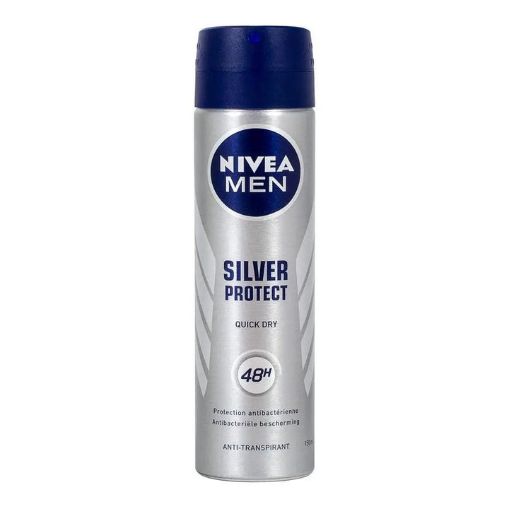 Nivea Silver Protect Antibacterial Body Spray, 48 Hours Lasting, For Men's, 150ml