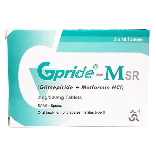 Gpride M SR 2/500mg Tablets – Glimepiride & Metformin for Type 2 Diabetes Management