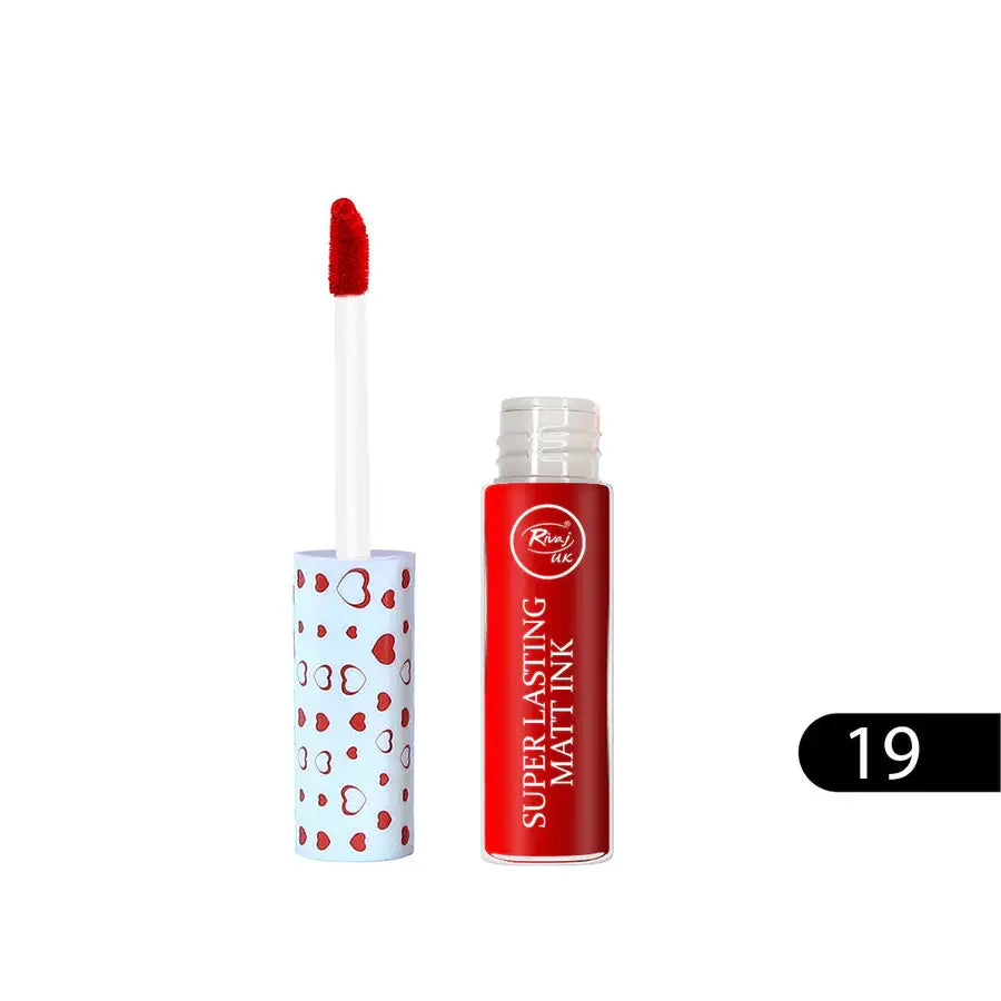 Rivaj Super Lasting Matte Ink Lip Gloss Shade 19 rich red-terracotta matte lip colour tube – Derma.pk Pakistan