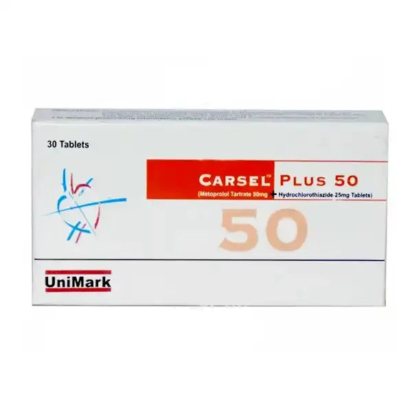 Carsel 50mg Tablet – Metoprolol Tartrate for Hypertension and Heart Health