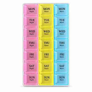 21-Slot Weekly Pill Organizer – 7 Day Morning, Noon & Night Pill Box