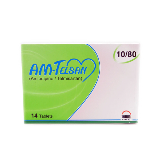Am Telsan 10/80mg Tab – Amlodipine & Telmisartan for Blood Pressure & Heart Protection