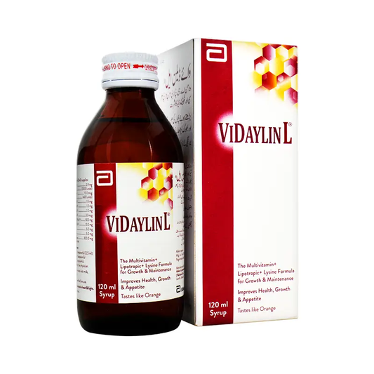 Vidaylin-L Syrup 120ml – Multivitamin with Lysine for Kids & Adults – Available in Pakistan