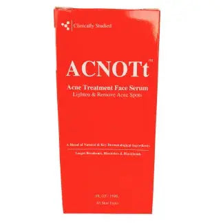 Acnott anti-acne face serum 15ml packaging side view Invoke skincare