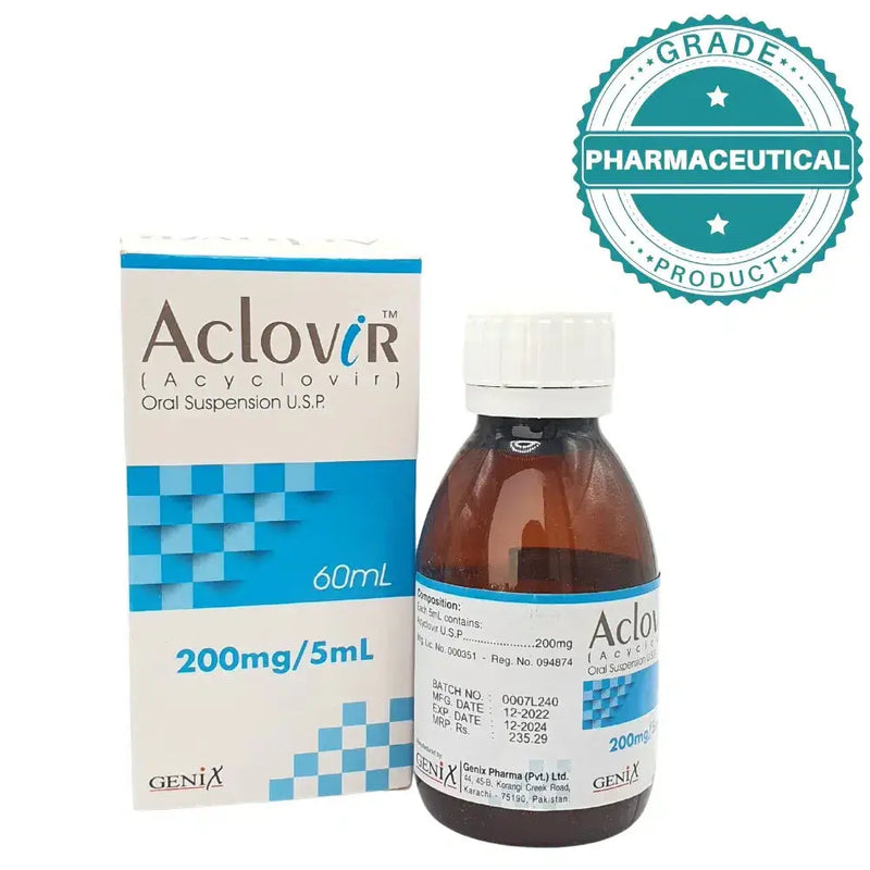 Aclovir Oral Suspension USP (Acyclovir 200mg/5ml) 60ml