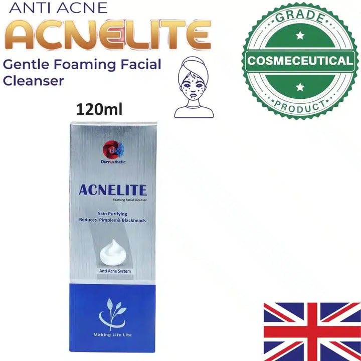 ACNELITE FOAMING FACIAL CLEANSER REDUCES PIMPLES AND BLACKHEADS DERRESTHTIC