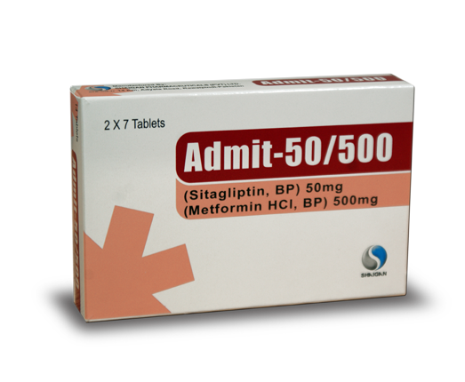 Admit 50/500mg Tablets – Type 2 Diabetes Control – Buy Online in Pakistan | Derma.pk