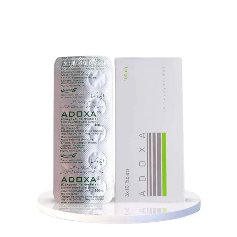 Adoxa Tablets 100mg (Doxycycline) |30 Tablets |- Pharmahealth | derma.pk