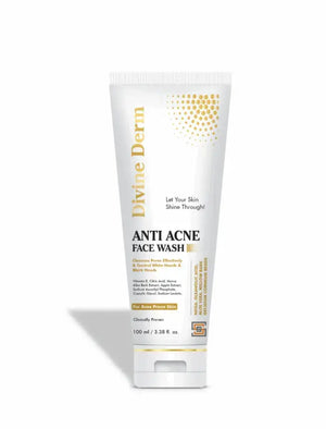 Divine Derm Anti-Acne Face Wash 100ml bottle front view by Superior Skin Solutions