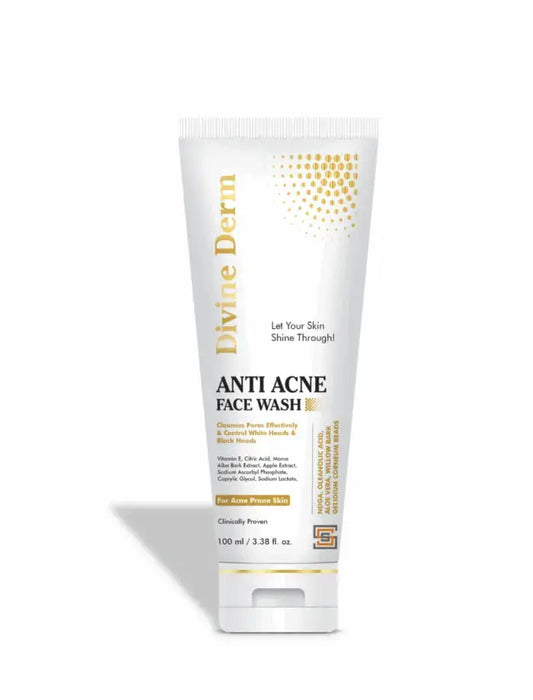 Divine Derm Anti-Acne Face Wash 100ml - Clears Breakouts