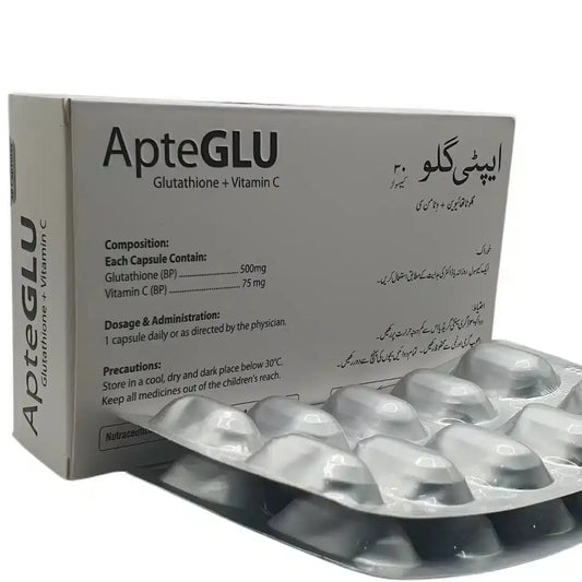 velours APTE Glu Glutathione + Vitamin C Dietary Supplement (30 Capsules) - derma.pk