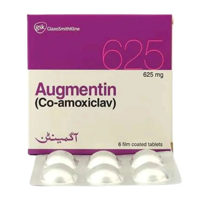 Augmentin Tablets 625mg (Pack of 6) - Amoxicillin/Clavulanate for Bacterial Infections - derma.pk