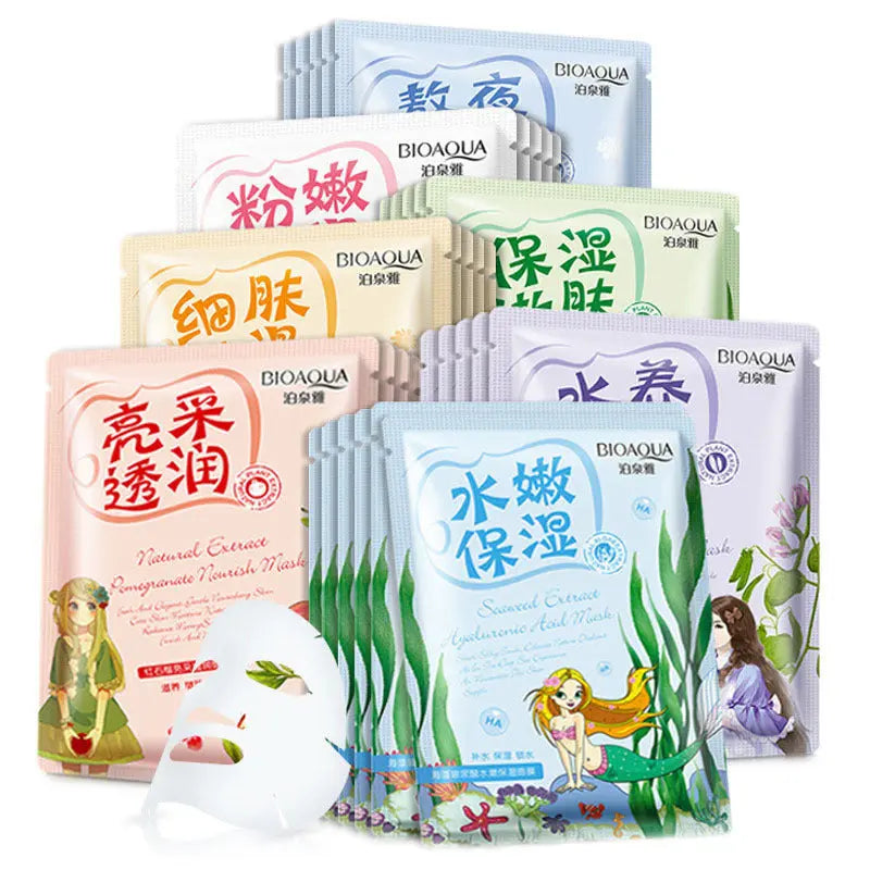 BIOAQUA Plant Extract Essence Facial Sheet Mask - 4 Pcs - Assorted Variants (Sent at Random Based on Availability)