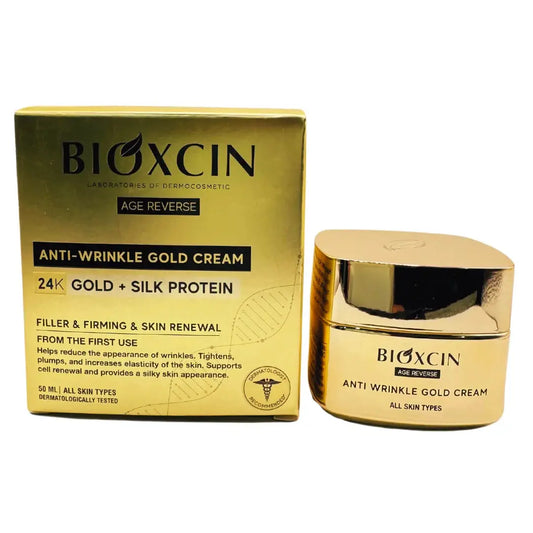 Bioxcin Anti-Wrinkle Gold Cream 24k Gold Plus Silk Protein 50ml - Buy Online at derma.pk