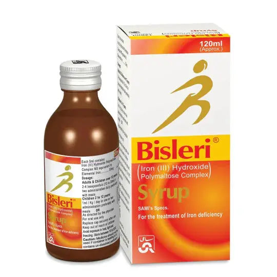 Bisleri 120ml Syrup 50mg/5ml – Iron Deficiency and Anemia Treatment sami pharm (pvt) ltd.