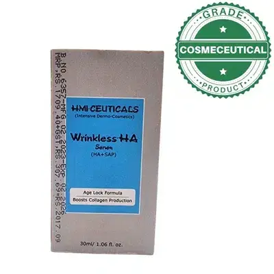 HMI Ceuticals Wrinkless HA Serum bottle front view — anti-aging serum for Pakistani skin Derma.pk